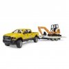 BRUDER Auto Dodge RAM 2500 Service z przyczepką i mini koparką